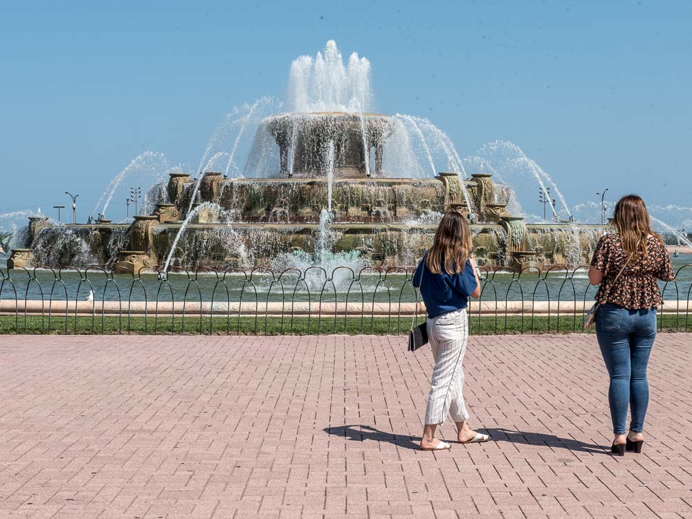 once, i saw two ladies looking at a fountain
