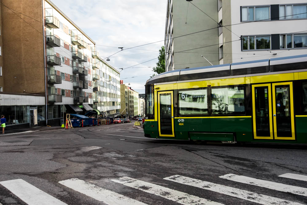 once, there was a green and yellow tram