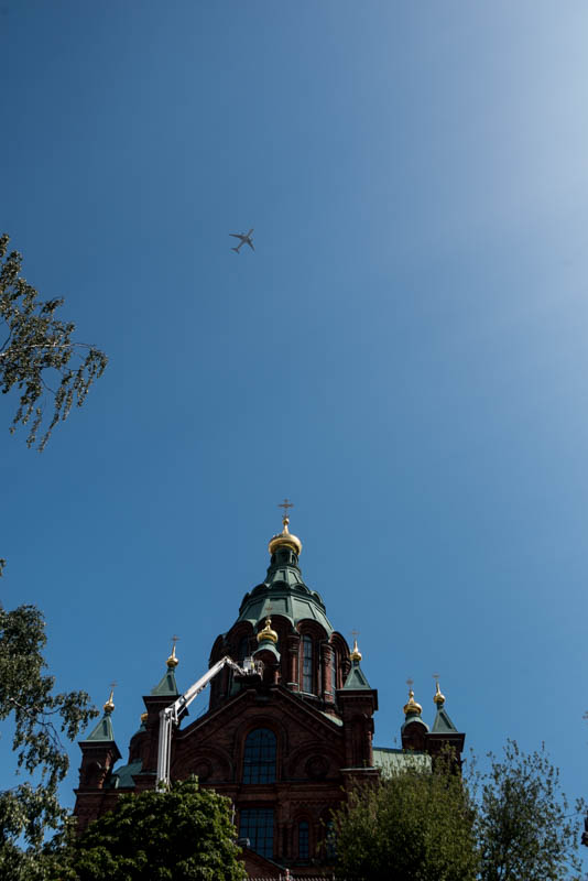 once, a plane flew over a church